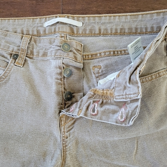Vince Luce Crop Low Rise Button Fly Stretch Skinny Jeans Size 31 Dark Camel - Picture 4 of 9